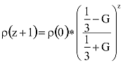 rhó(z+1)=rhó(0)*(1/3-g)/(1/3+G) a z-ediken