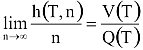 h(T,n)/n határértéke, ha n tart végtelenhez: V(T)/Q(T)
