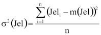 szórásnégyzet(Jel)=Szumma(i=1..n:négyzet((Jel(i)-m(Jel))/n