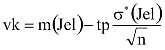 vk=m(Jel)-tp*korrigált szórás(Jel)/gyök(n)