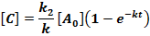 Függvény egyenlete: A párhuzamos reakcióban a C termék koncentrációja a  t időpontban.